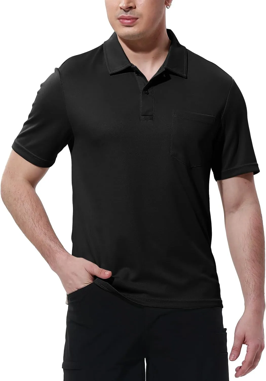 BGOWATU Men's Polo Shirts Short Sleeve Collared Golf Shirts Quick Dry Tennis Shirt Outdoor Sports Causal Shirts