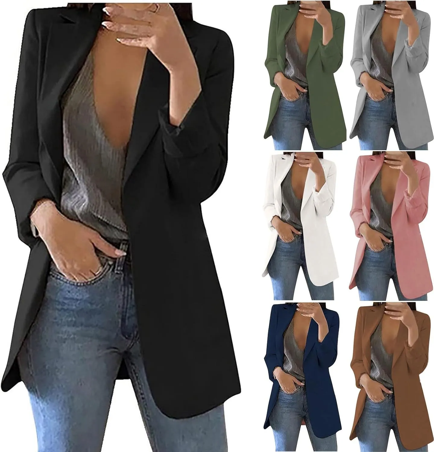 Blazers for Women Long Sleeve Casual Business Suit Jacket Plaid Coat Dressy Jacket Plus Work Office Blazer Outerwear