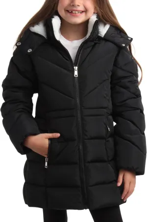 DKNY Girls Winter Coat  Heavyweight Anorak Puffer Coat with Cinched Waist  Sherpa Lined Insulated Jacket for Girls (4-16)