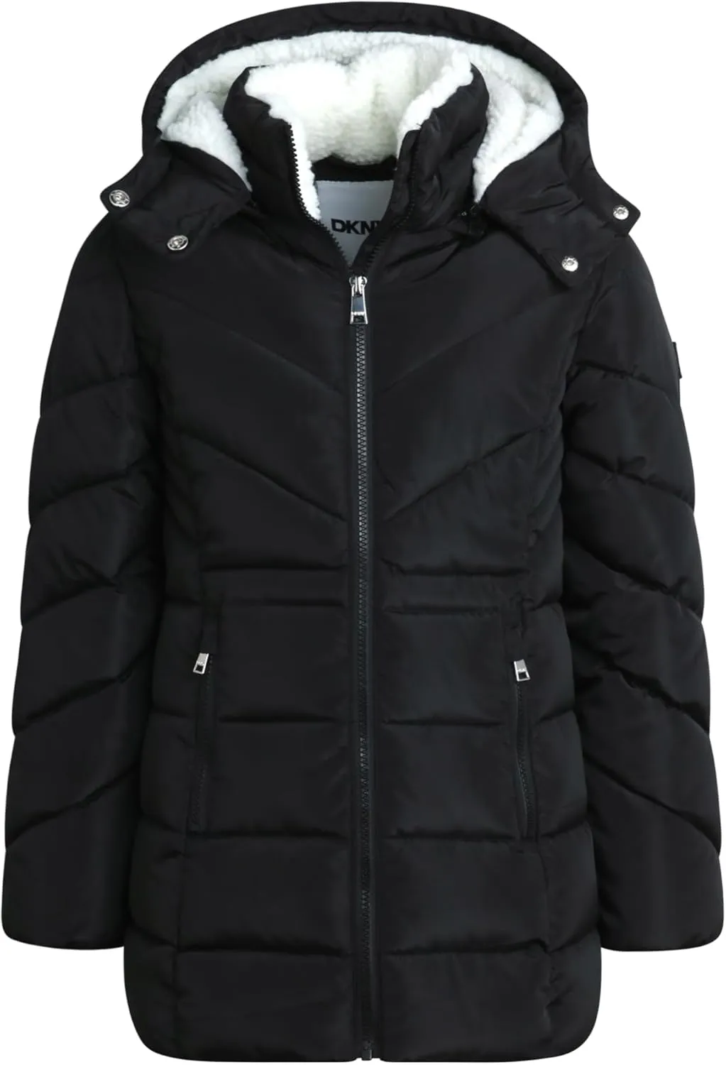 DKNY Girls Winter Coat  Heavyweight Anorak Puffer Coat with Cinched Waist  Sherpa Lined Insulated Jacket for Girls (4-16)