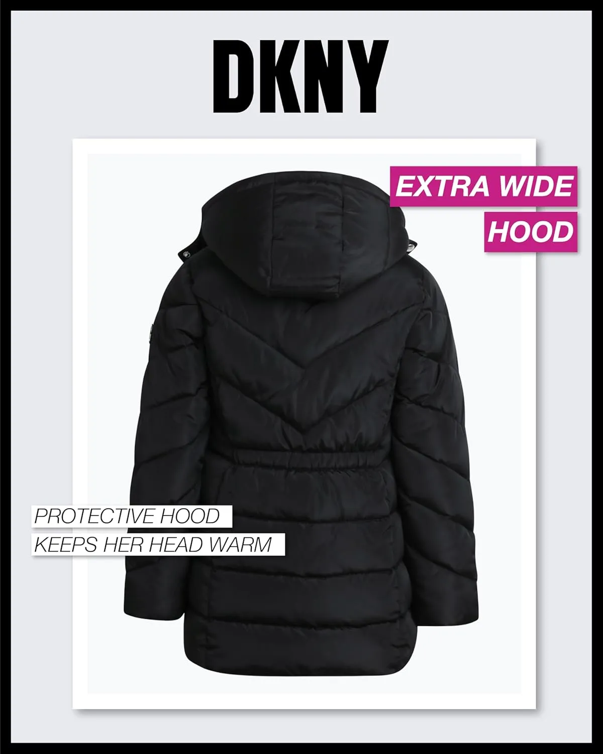 DKNY Girls Winter Coat  Heavyweight Anorak Puffer Coat with Cinched Waist  Sherpa Lined Insulated Jacket for Girls (4-16)