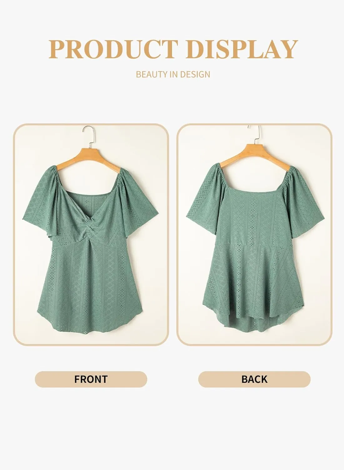 Eytino Womens Plus Size Tops Twist Front V Neck Short Sleeve Eyelet Embroidery Summer Loose Blouse Shirts(1X-5X)