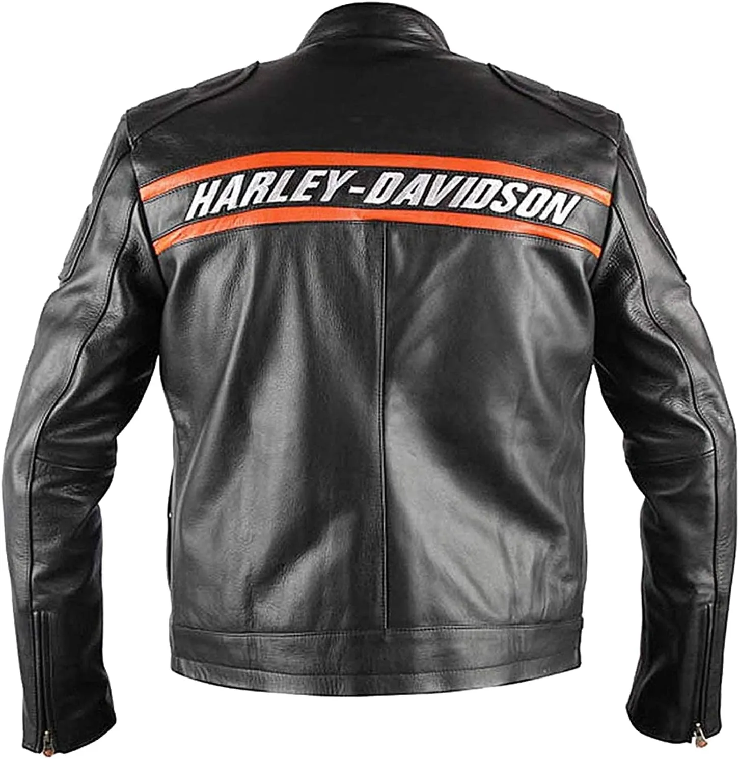 Mens Retro H-D Harley Vintage Motorcycle Leather Jacket, Classic Biker Wear Cafe Racer Leather Jacket for Men