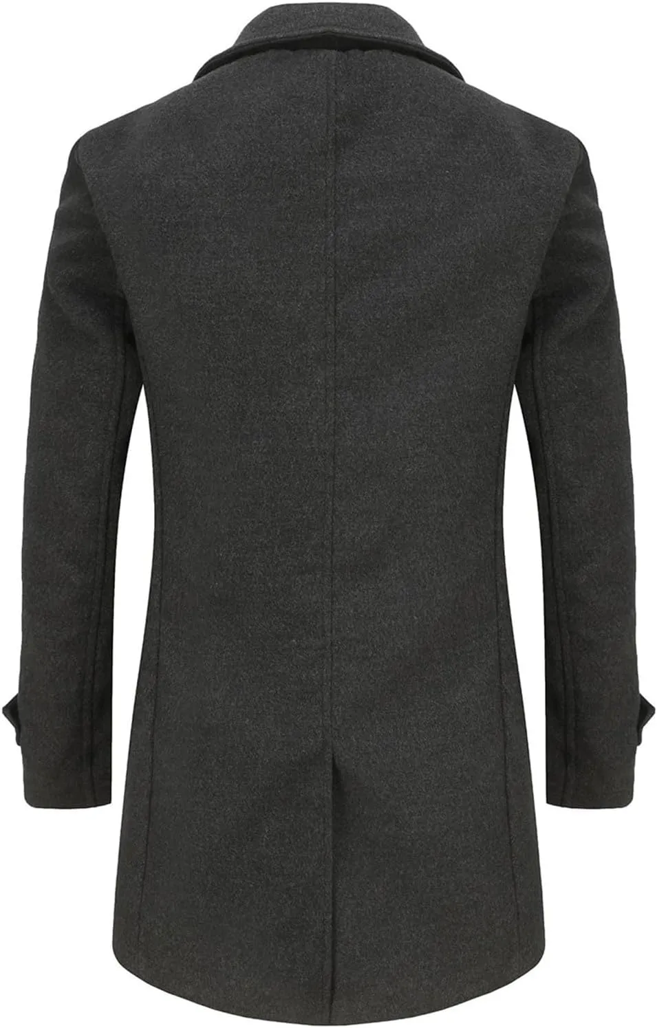 Men's Trench Casual Long Jacket Winter Classic Wool Blend Overcoat with Pockets