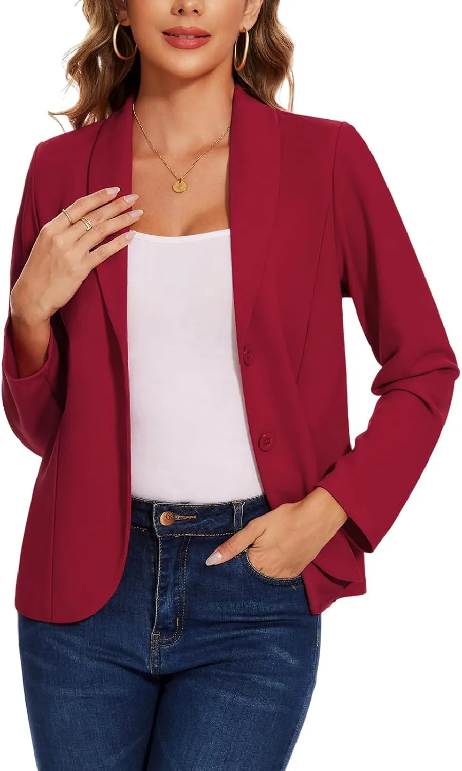 MINTLIMIT Womens Blazer Long Sleeve Shawl Lapel Business Work Blazers Button Open Front Casual Office Jackets
