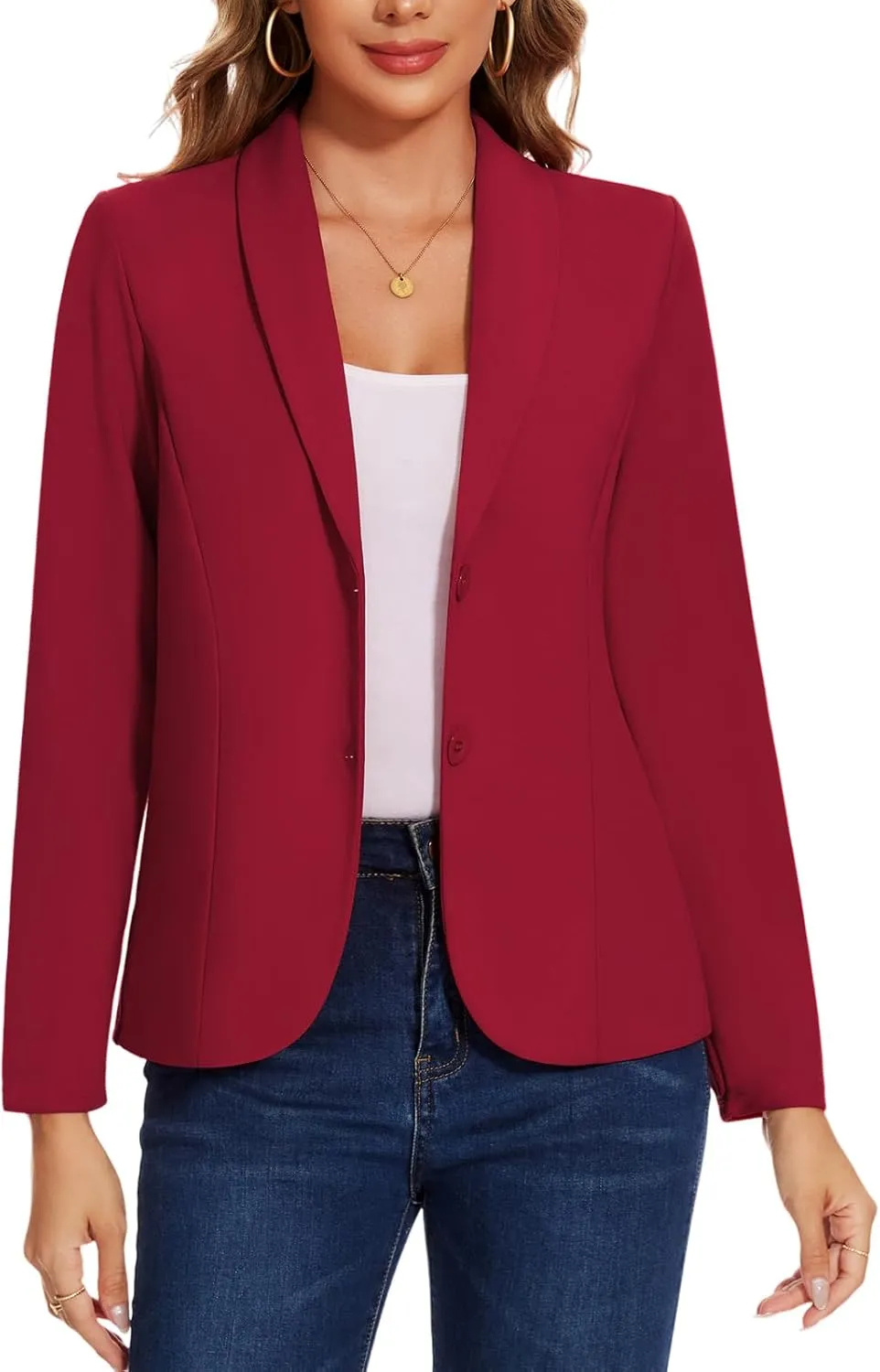 MINTLIMIT Womens Blazer Long Sleeve Shawl Lapel Business Work Blazers Button Open Front Casual Office Jackets