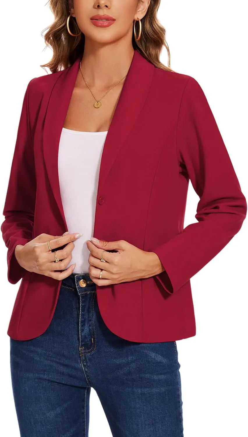 MINTLIMIT Womens Blazer Long Sleeve Shawl Lapel Business Work Blazers Button Open Front Casual Office Jackets