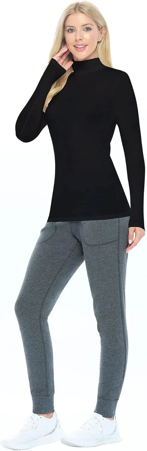 Natural Uniforms Women's Long Sleeve Mock Turtle-Neck T-Shirt Under Scrub
