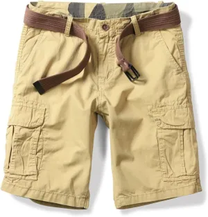 OCHENTA Men's Lightweight Cargo Shorts with Pockets Cotton Shorts for Men Casual (No Belt)