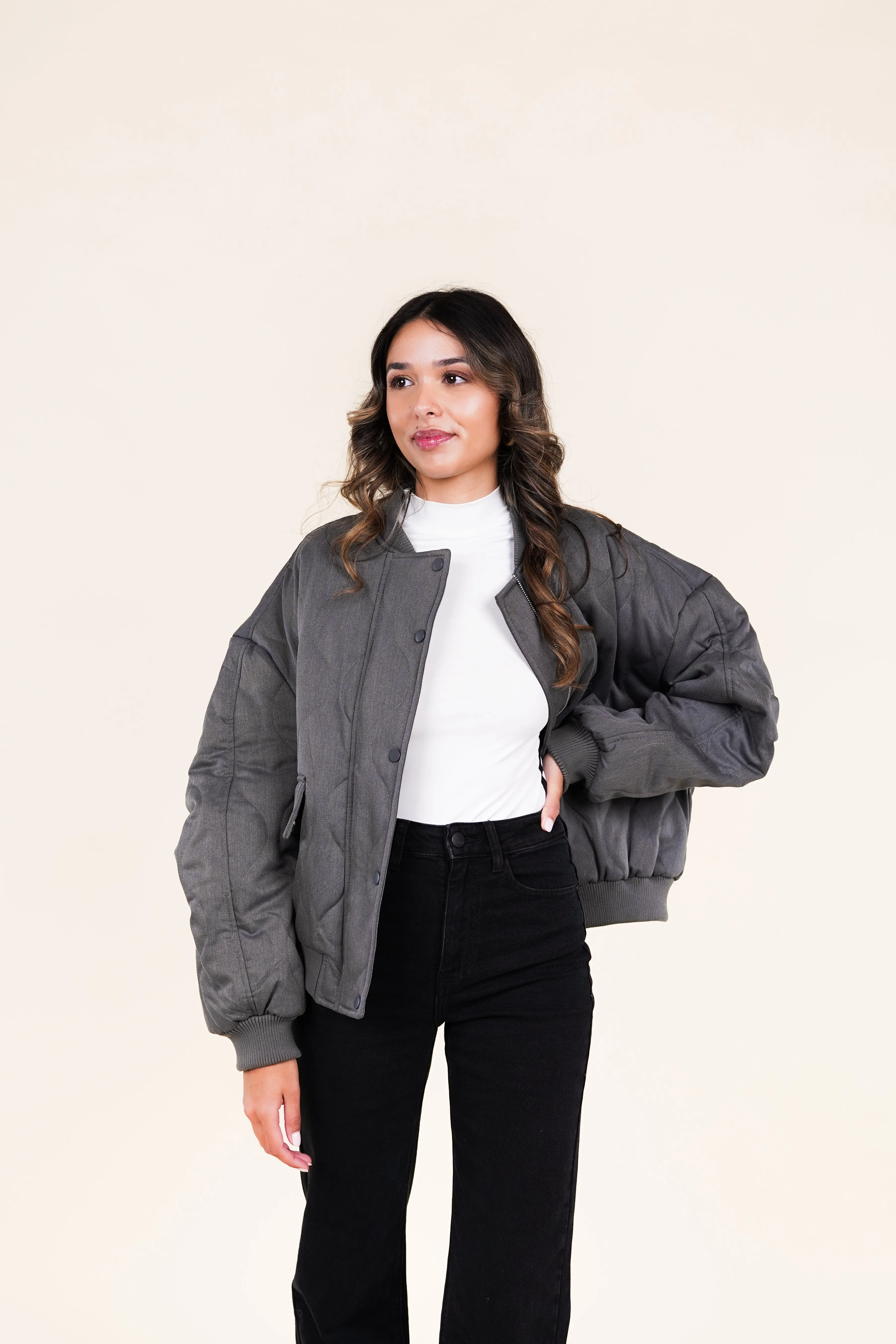 Puffer bomberjacket grijs - Pippa