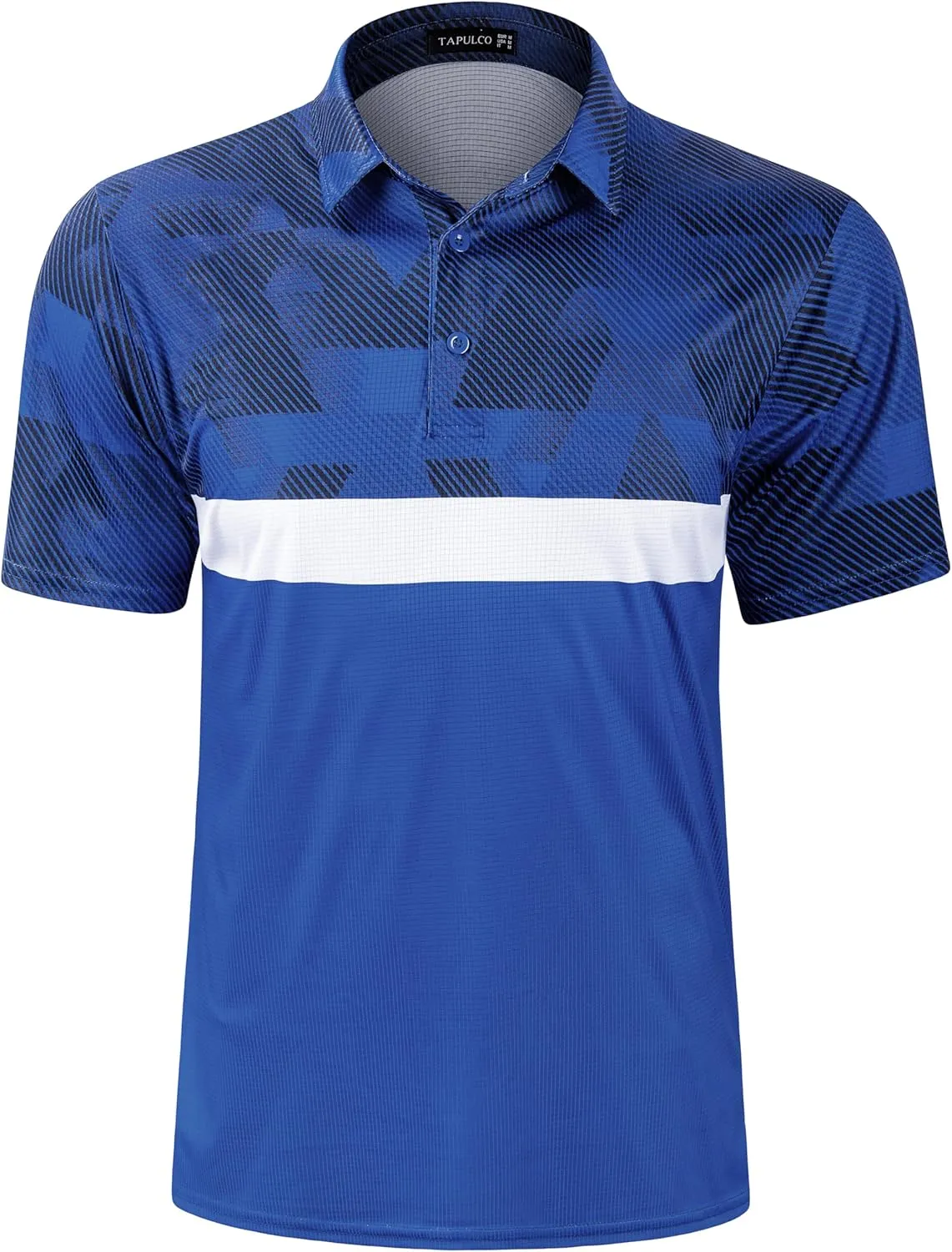 TAPULCO Mens Short Sleeve Modern Printed Performance Moisture Wicking Polo Activewear Golf Collared T-Shirts