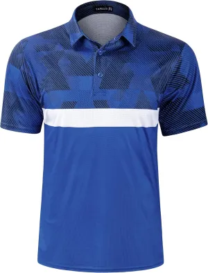 TAPULCO Mens Short Sleeve Modern Printed Performance Moisture Wicking Polo Activewear Golf Collared T-Shirts