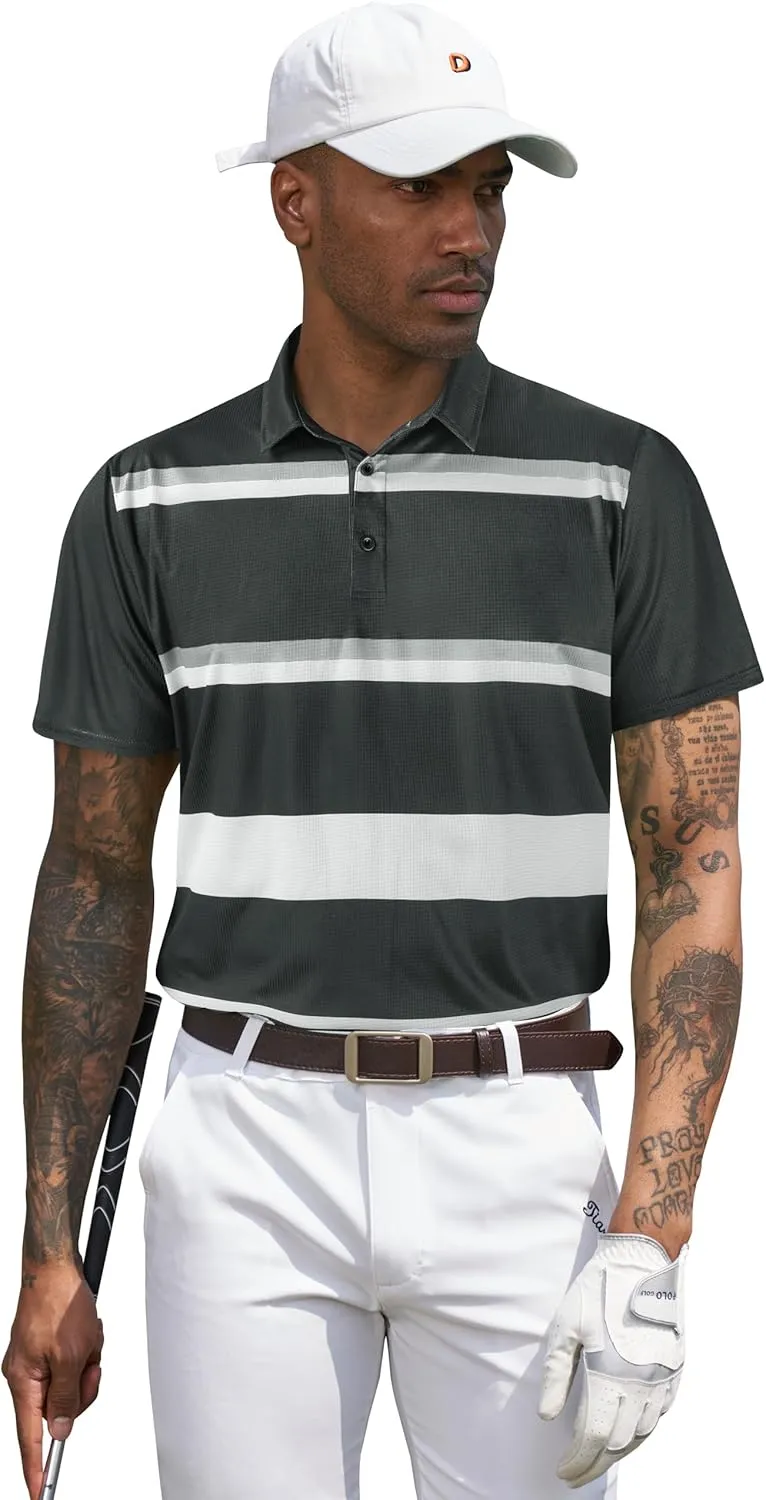TAPULCO Mens Short Sleeve Modern Printed Performance Moisture Wicking Polo Activewear Golf Collared T-Shirts