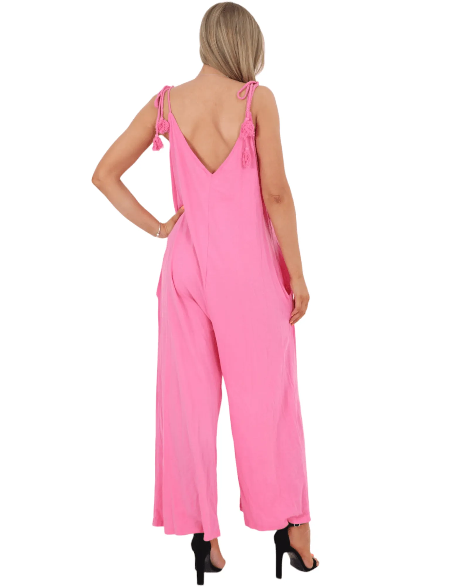 Tie Shoulder Strap Jumpsuits