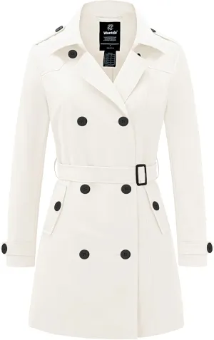 wantdo Women's Waterproof Trench Coat Classic Lapel Outerwear Coat with Belt