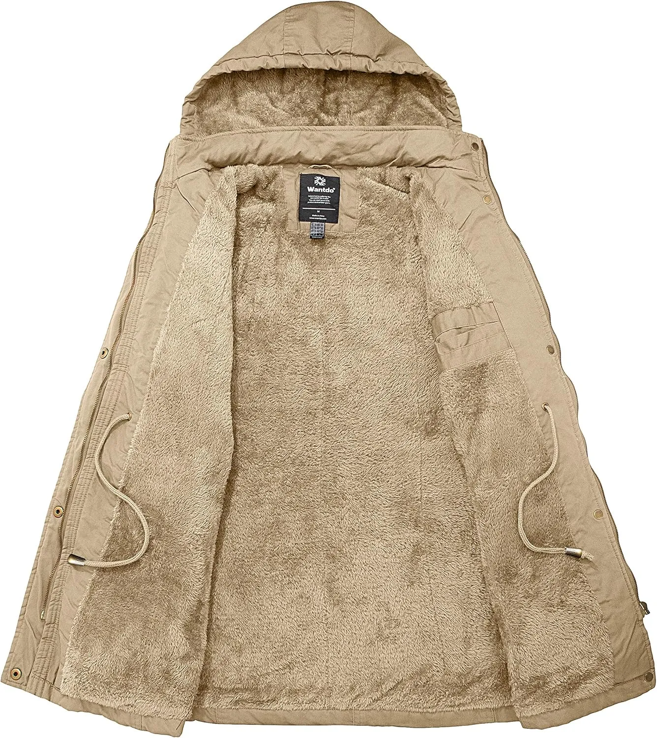 wantdo Women's Winter Parka Coat Sherpa Lined Warm Cotton Jacket with Removable Hood