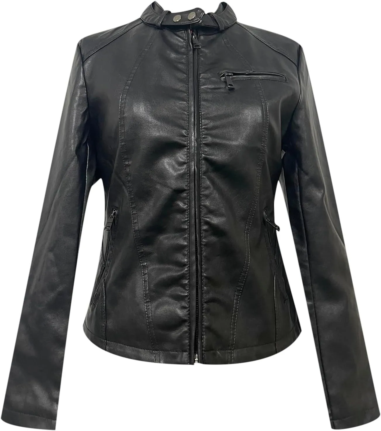 Women Faux Leather Jackets 2024 Winter Motorcycle Plus Size Moto Biker Coat Short Lightweight Fashion Cropped Outerwear