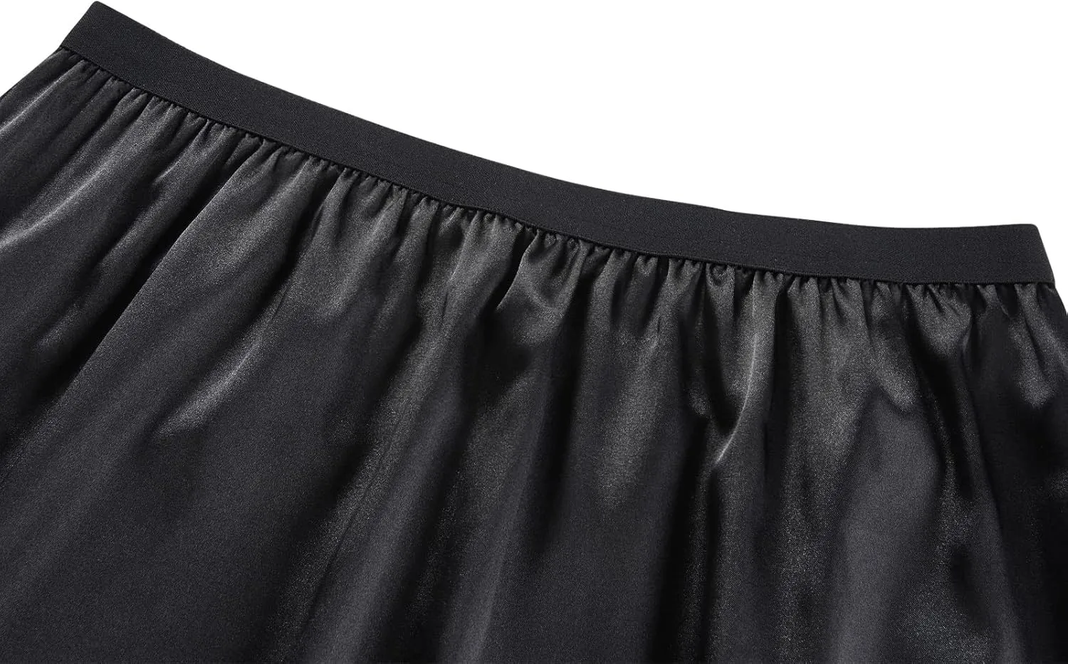Women's Half Slip for Under Dresses Elastic Waist Satin Long Underskirt for Women with Lace Trim