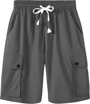 XinYangNi Women's Casual Shorts Elastic Waist Drawstring Summer Shorts with Pockets