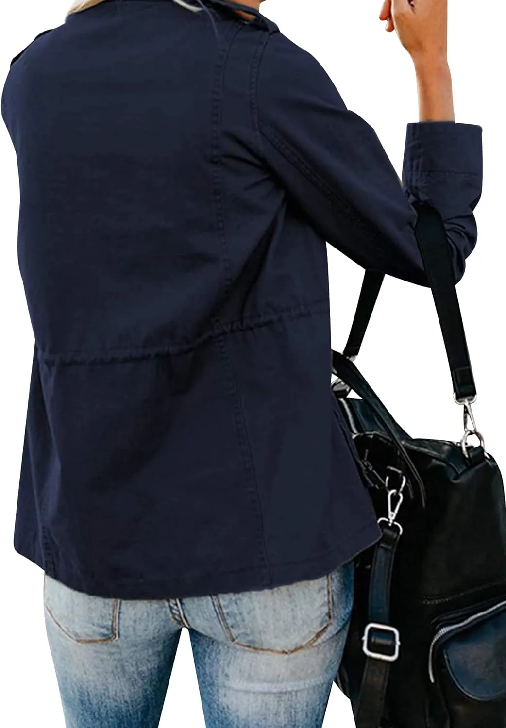 Ytfsrukp Womens Military Jacket Zip Up Lightweight Utility Anorak Jackets with Pockets Slim Trench Military Outwear Coat