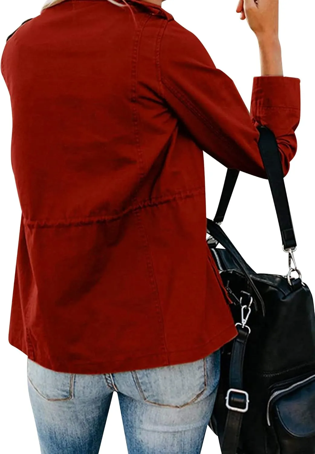 Ytfsrukp Womens Military Jacket Zip Up Lightweight Utility Anorak Jackets with Pockets Slim Trench Military Outwear Coat